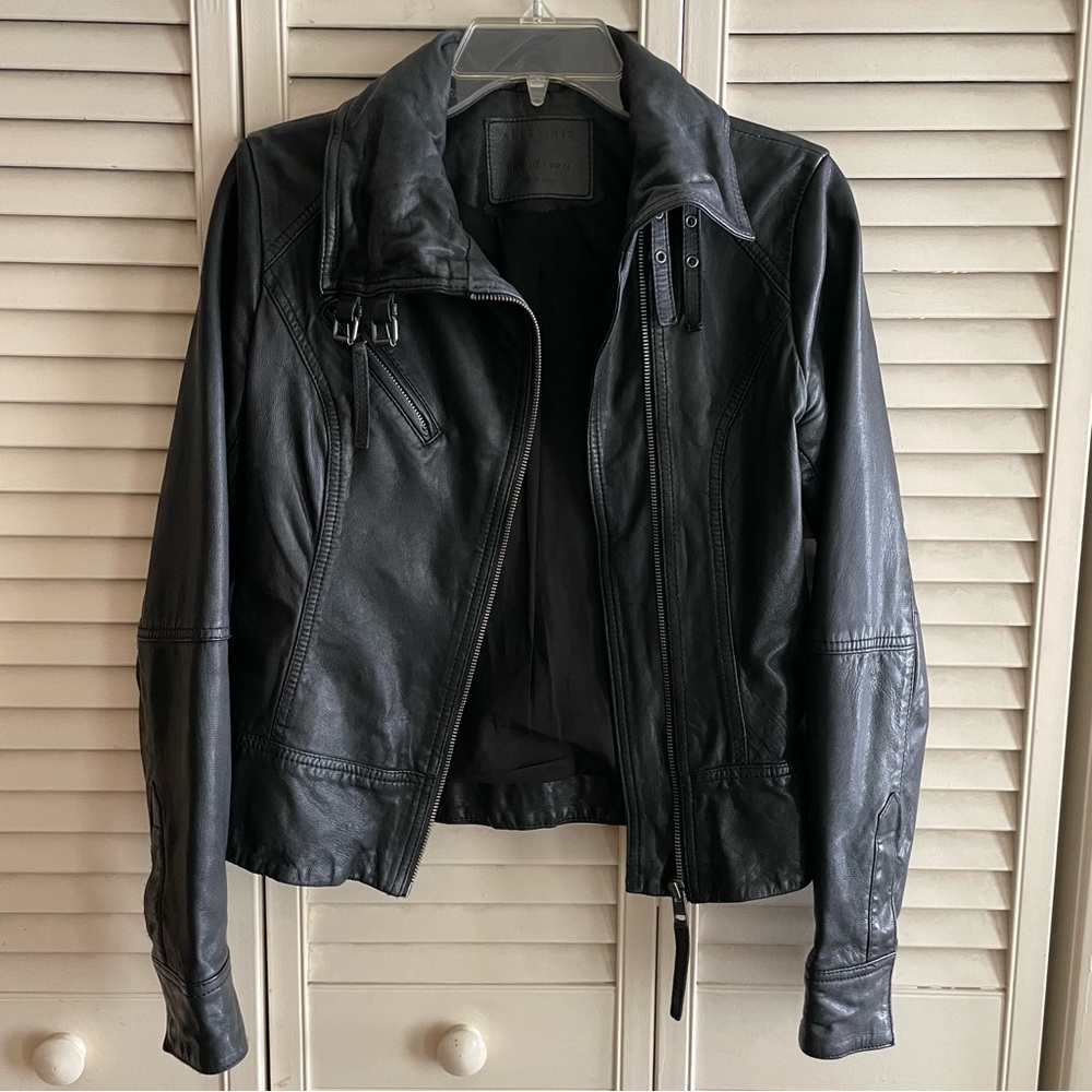 ALL SAINTS “Belvedere” Black Leather Jacket US 4
